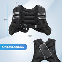 Weighted Vest, 6Lb/8Lb/12Lb/16Lb/20Lb/25Lb/30Lb Weight Vest with Reflective Stripe for Workout, Strength Training, Running, Fitness, Muscle Building, Weight Loss, Weightlifting